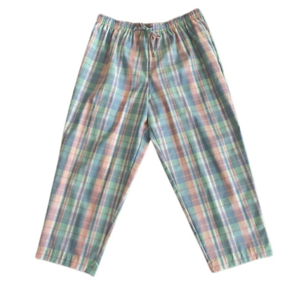 Vintage Alfred Dunner Pastel Plaid Pull-On Pants 26W Made in USA